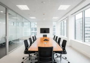 Clean corporate boardroom cleaned by DustBlasters commercial cleaners in Peterborough