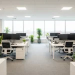 Freshly cleaned open-plan office with clean carpet in Peterborough by DustBlasters
