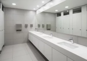 Clean commercial washroom cleaned by DustBlasters in Peterborough