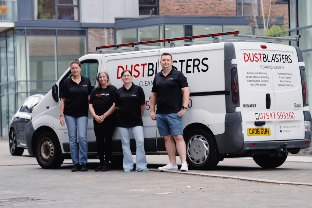 DustBlasters cleaning team standing beside their branded van in Peterborough