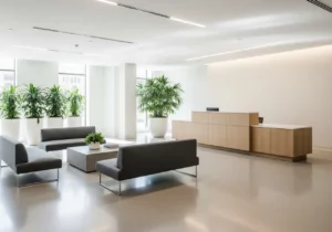 Spotless office reception area cleaned by DustBlasters in Peterborough
